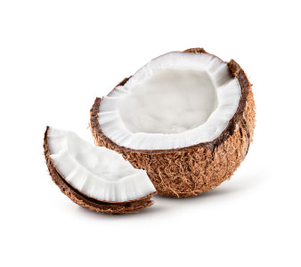 A cracked open coconut